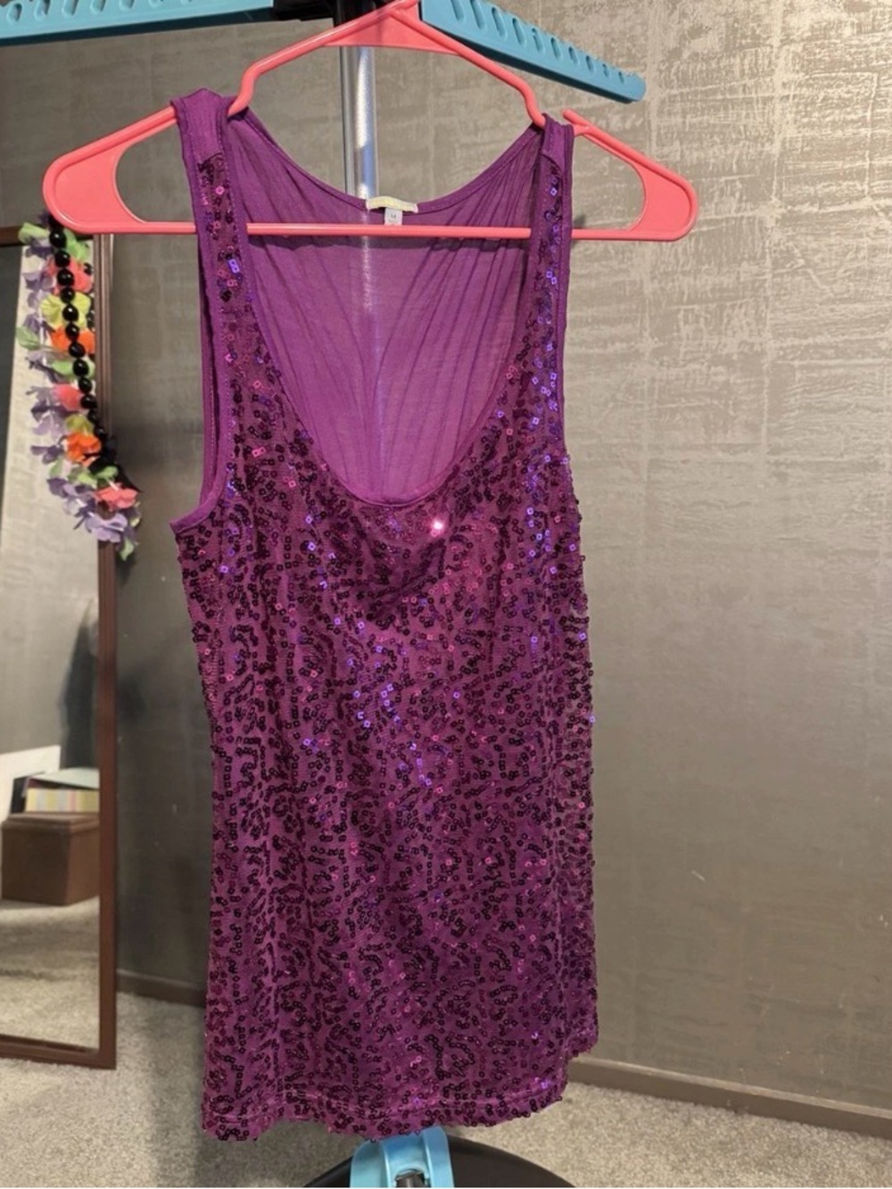 Charlotte Russe Purple Sequin Tank Top Y2K